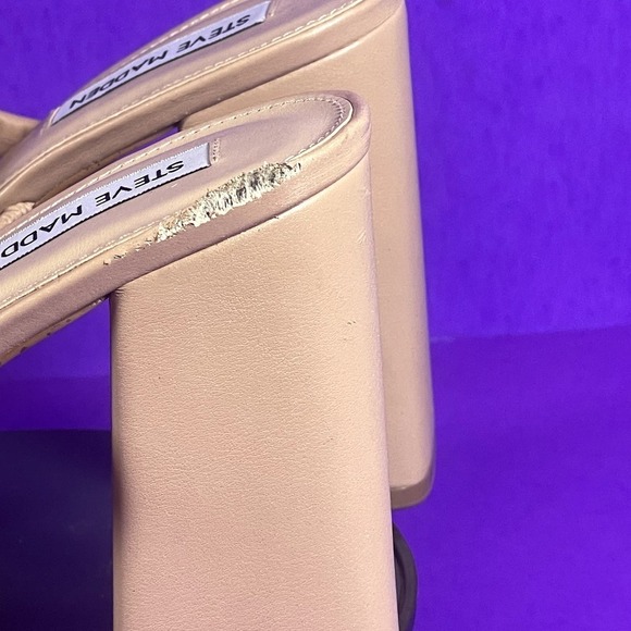 Steve Madden Women's Nude Polly Natural Platform Heel Slide Sandals Shoe Size 11 - Picture 4 of 8